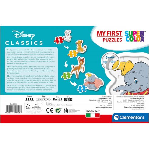 Clementoni Disney állatok 4 az 1-ben puzzle szett