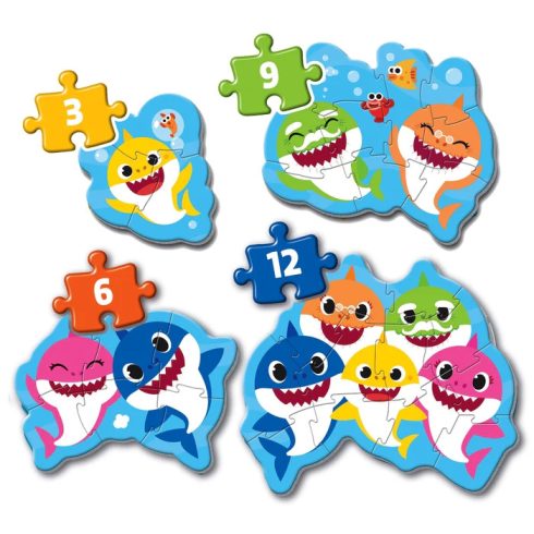 Clementoni Baby Shark  4 az 1-ben 3-6-9-12db-os puzzle