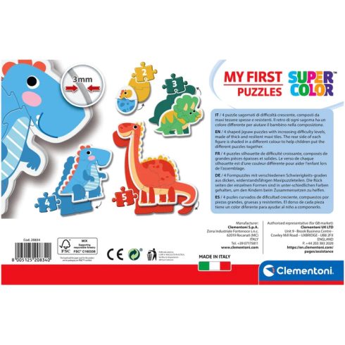Clementoni Dinoszauruszok 4 az 1-ben bébi puzzle 2-3-4-5db-os