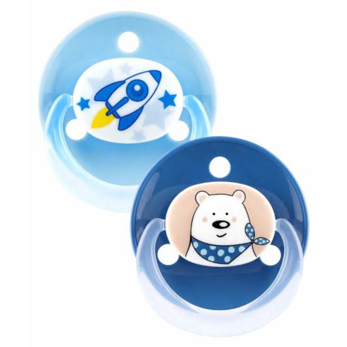 Baby-Nova cseresznye alakú szilikon cumi 0-24 hó 2 db - rakéta/maci 