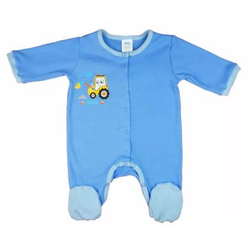   Pamut hosszú ujjú elöl patentos rugdalózó munkagépes mintával (50) 