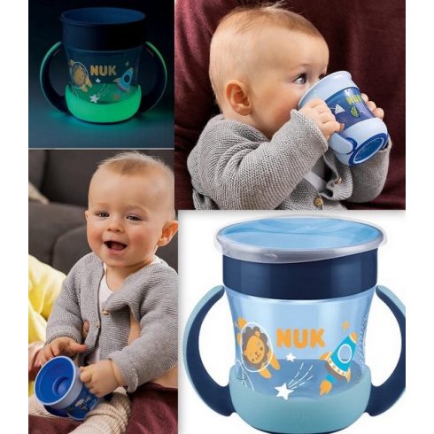 NUK Mini Magic Cup Night 6hó+ varázslatos pohár 160ml - kék