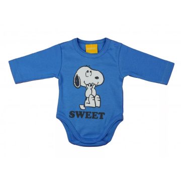 Hosszú ujjú baba body Snoopy mintával  (68) - kék