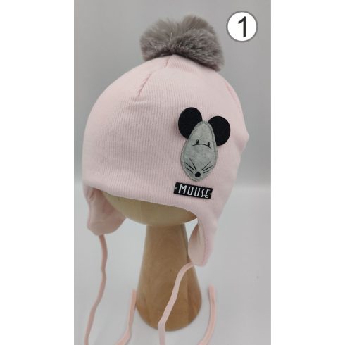 Marika téli sapka pamuttal bélelve (42) - "MOUSE" rózsaszín