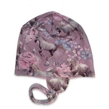 Minimanó Pamut sapka (46) - rózsaszín virágos