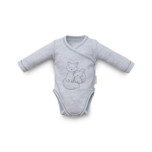 Kenguru Gold Átlapolt csecsemő kombidressz (56-62) szürke róka mintával