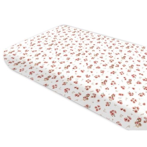 Baby Shop pamut,gumis lepedő 80*160 cm  - rózsaszín kacsa 