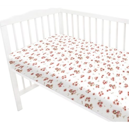 Baby Shop pamut,gumis lepedő 80*160 cm  - rózsaszín kacsa 