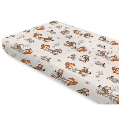 Baby Shop pamut,gumis lepedő 80*160 cm  - Róka és barátai 