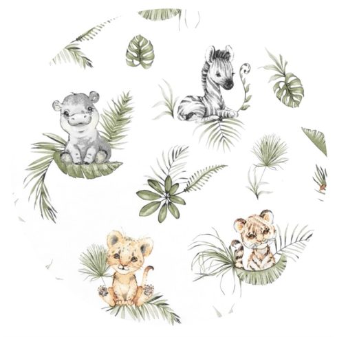 Baby Shop pamut,gumis lepedő 80*160 cm  - Zöld szafari