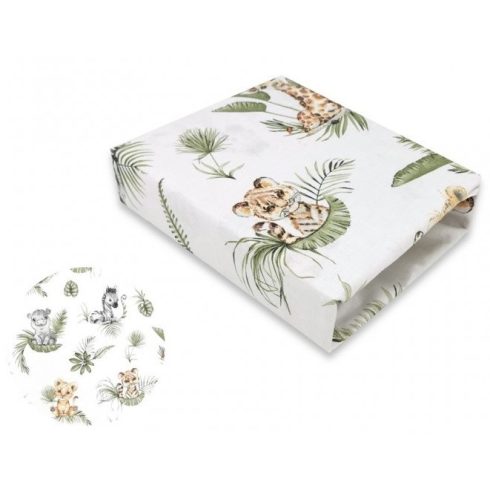 Baby Shop pamut,gumis lepedő 80*160 cm  - Zöld szafari