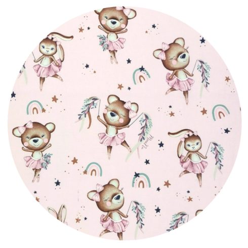 Baby Shop pamut,gumis lepedő 80*160 cm - Kis balerina rózsaszín 