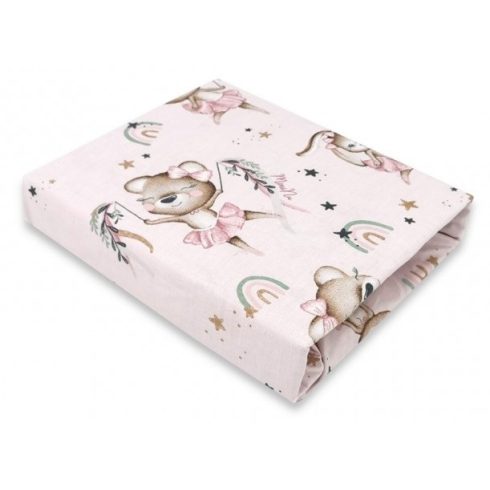 Baby Shop pamut,gumis lepedő 80*160 cm - Kis balerina rózsaszín 