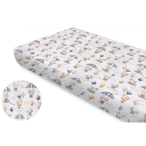 Baby Shop pamut,gumis lepedő 80*160 cm  - kék lufis állatok 
