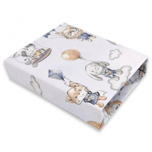Baby Shop pamut,gumis lepedő 80*160 cm  - kék lufis állatok 