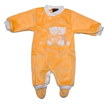   Trimex plüss hosszú ujjú elöl patentos rugdalózó (50) - sárga ölelő macik 