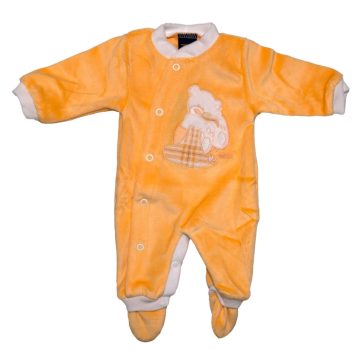   Trimex plüss hosszú ujjú elöl patentos rugdalózó (50) - sárga álmos maci