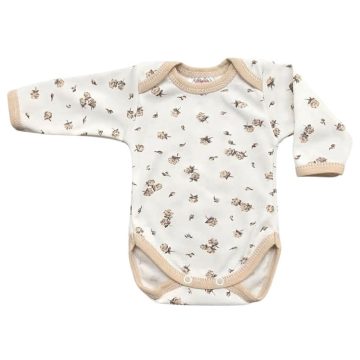   Vaganza Hosszú ujjú, békanyakú body - Drapp Rózsák (80)