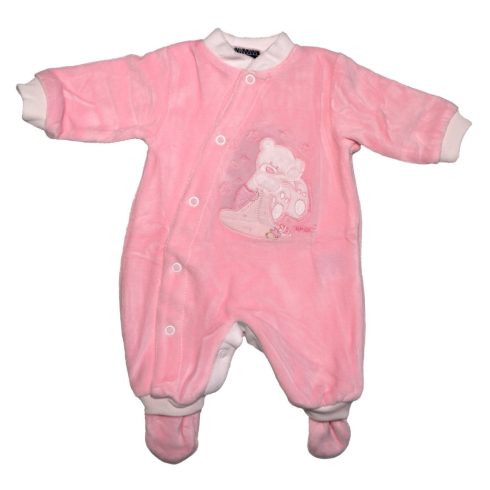 Trimex plüss hosszú ujjú elöl patentos rugdalózó  (44) - rózsaszín álmos maci