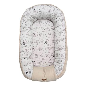   Babafészek Pamutvászon/Pike 90x55 cm  - Rózsaszín Erdei Állatok