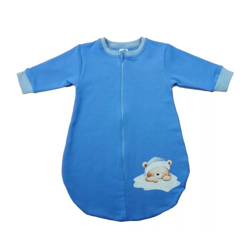 Belül bolyhos hosszú ujjú hálózsák  2,5 TOG - Macis mintával (86) - kék