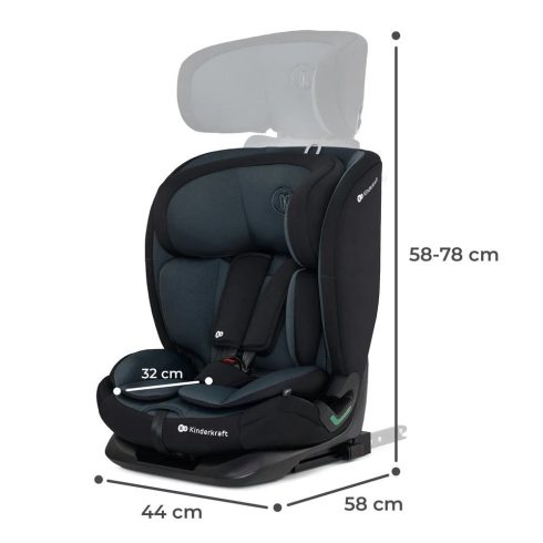 KINDERKRAFT ONETO3 i-Size Isofix Autósülés 76-150 cm - Graphite Black