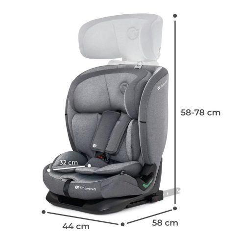 KINDERKRAFT ONETO3 i-Size Isofix Autósülés 76-150 cm - Cool Grey