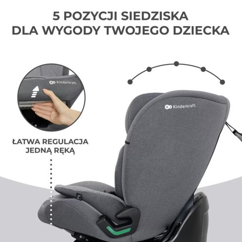 KINDERKRAFT ONETO3 i-Size Isofix Autósülés 76-150 cm - Cool Grey