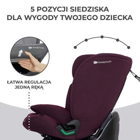 KINDERKRAFT ONETO3 i-Size Isofix Autósülés 76-150 cm - Cherry Pearl