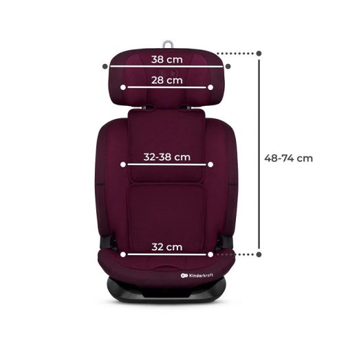 KINDERKRAFT ONETO3 i-Size Isofix Autósülés 76-150 cm - Cherry Pearl