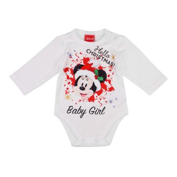   Disney Baby hosszú ujjú body 74cm fehér - Minnie "Hello Christmas Baby girl"
