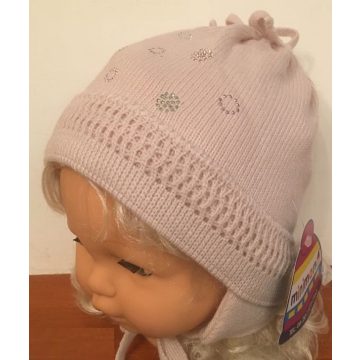   Minimanó kötött sapka pamuttal bélelve (44-46) púder rózsaszín 