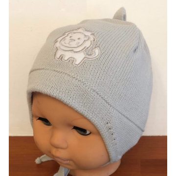   Minimanó téli kötött sapka pamuttal bélelve (44-46) szürke oroszlán