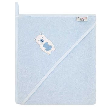   Bocioland kapucnis fürdőlepedő 100*100 cm - jegesmedve kék