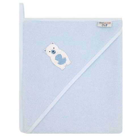 Bocioland kapucnis fürdőlepedő 100*100 cm - jegesmedve kék