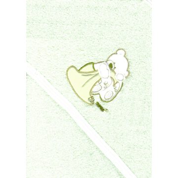   Trimex kapucnis,frottír fürdőlepedő 70*80 cm - zöld maci