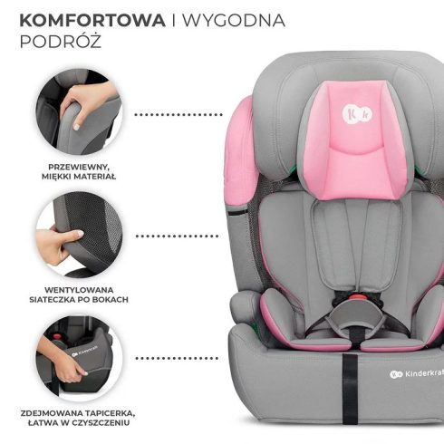 Kinderkraft COMFORT UP i-Size biztonsági autósülés  76-150cm - pink