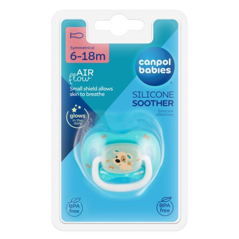 Canpol babies nyugtató szilikon cumi 6-18 hó - türkiz kutyus 