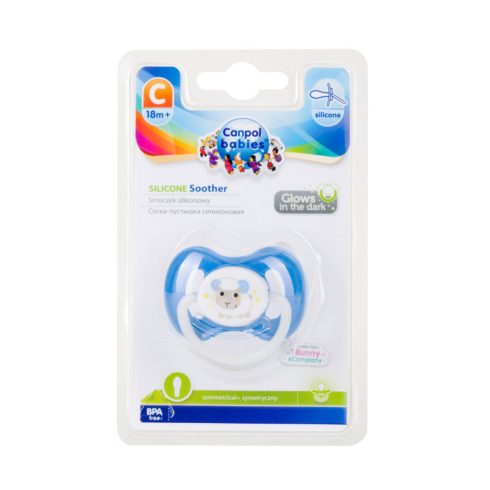 Canpol babies nyugtató szilikon cumi 18 hó + kék bári 