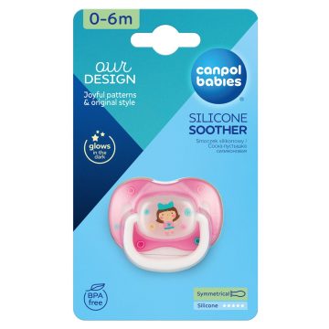   Canpol babies nyugtató szilikon cumi 0-6 hó - rózsaszín kislány