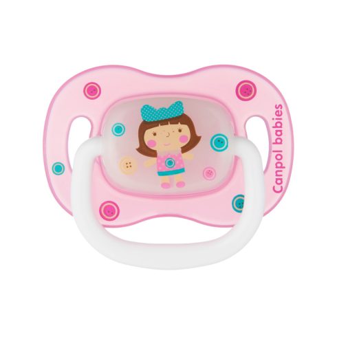 Canpol babies nyugtató szilikon cumi 18 hó + rózsaszín kislány