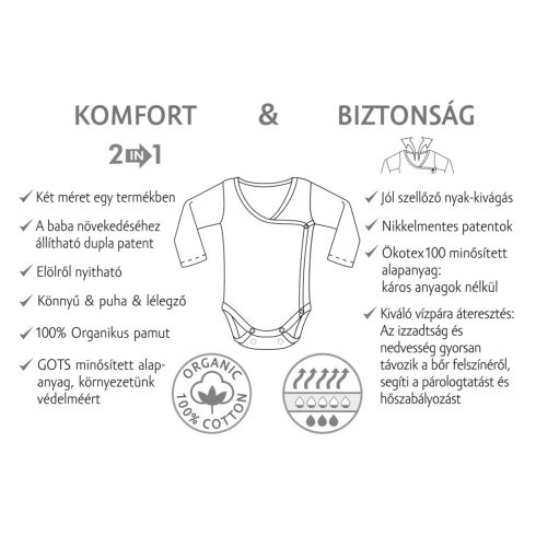 Kenguru Gold Átlapolt csecsemő kombidressz (56-62) fehér maci mintával