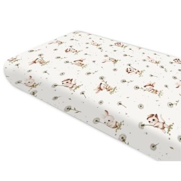 Baby Shop 70*140 cm pamut,gumis lepedő - Nyuszi és cica 