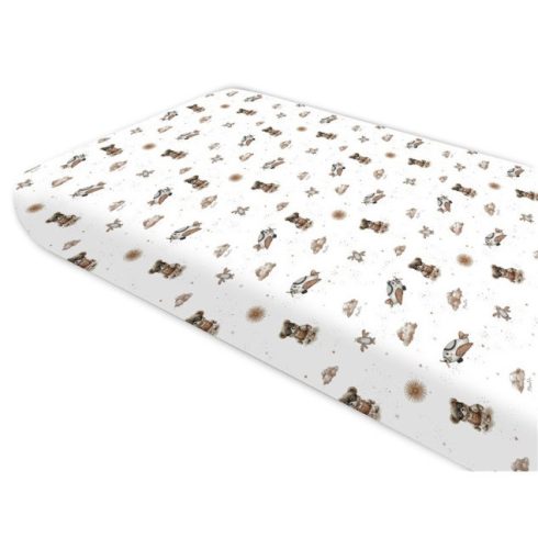 Baby Shop 70*140 cm pamut,gumis lepedő - bézs maci
