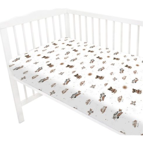 Baby Shop 70*140 cm pamut,gumis lepedő - bézs maci