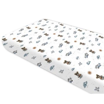 Baby Shop 70*140 cm pamut,gumis lepedő - kék maci