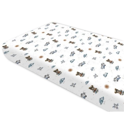 Baby Shop 70*140 cm pamut,gumis lepedő - kék maci
