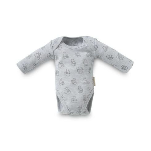 Kenguru Gold Borítéknyakú hosszújju pamut kombidressz (50-56) szürke mintával