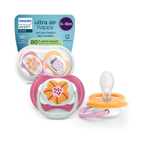 Avent SCF080/27 Ultra air happy játszócumi 6-18 hó - mintás lányos