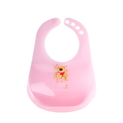 Canpol babies műanyag előke - rózsaszín maci